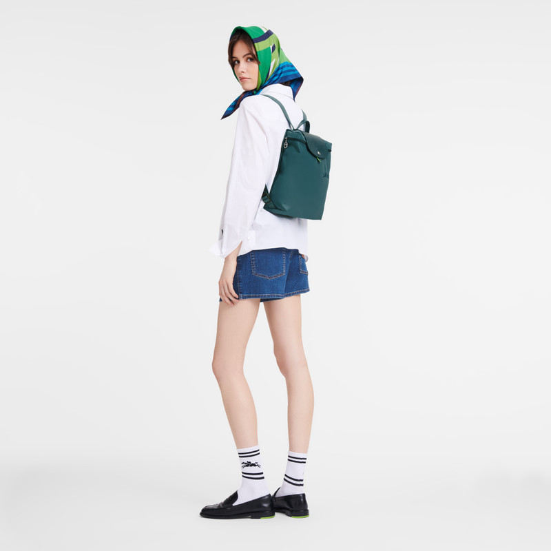 Longchamp Le Pliage Green M Backpack Peacock - Recycled canvas outlook