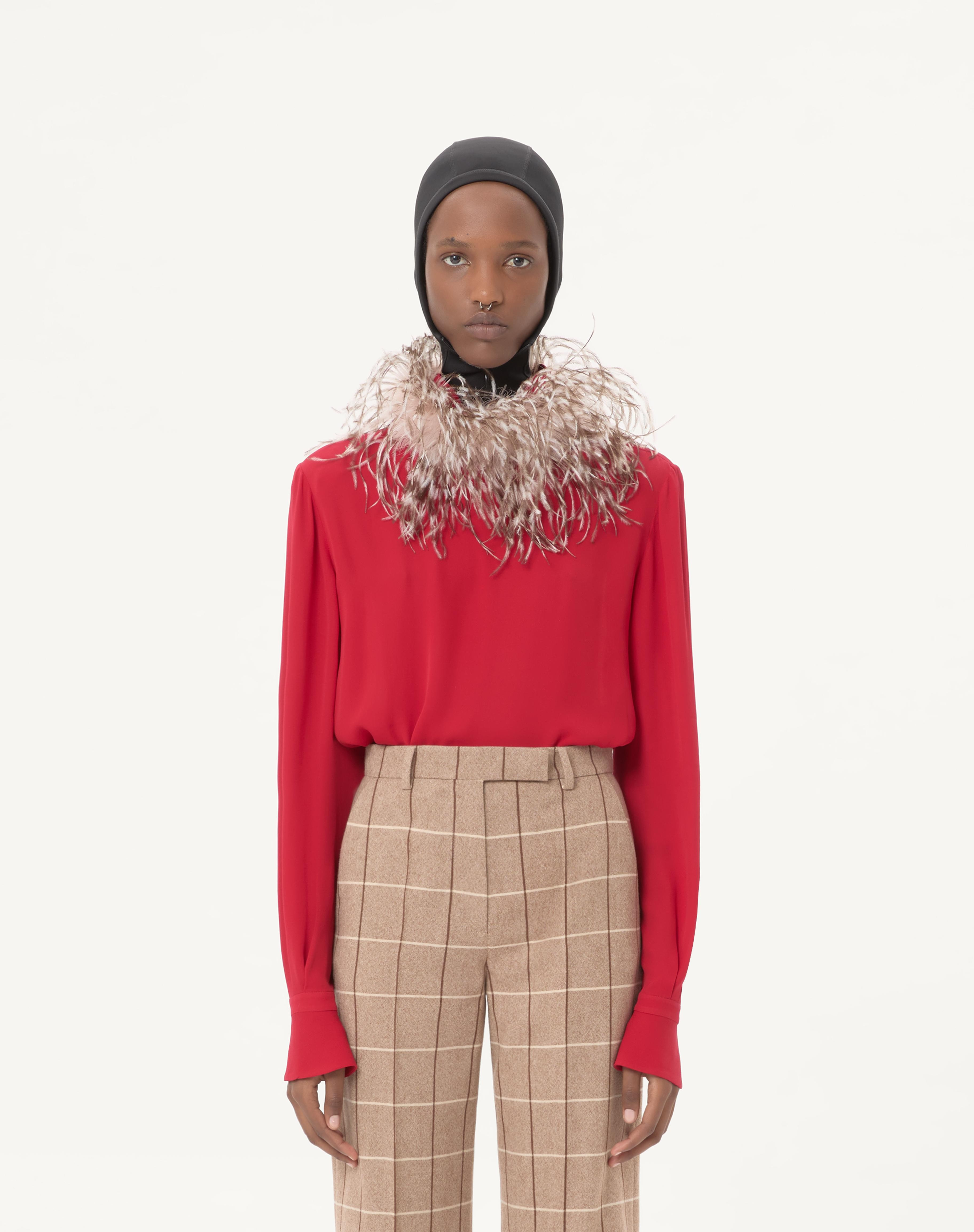 GEORGETTE TOP WITH FEATHERS - 4