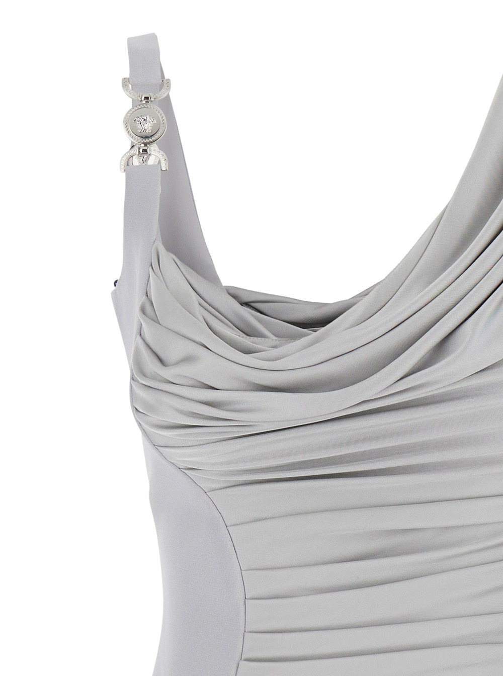 Versace Women Grey Draped Mini Dress With Medusa '95 Detail In Viscose Woman - 3