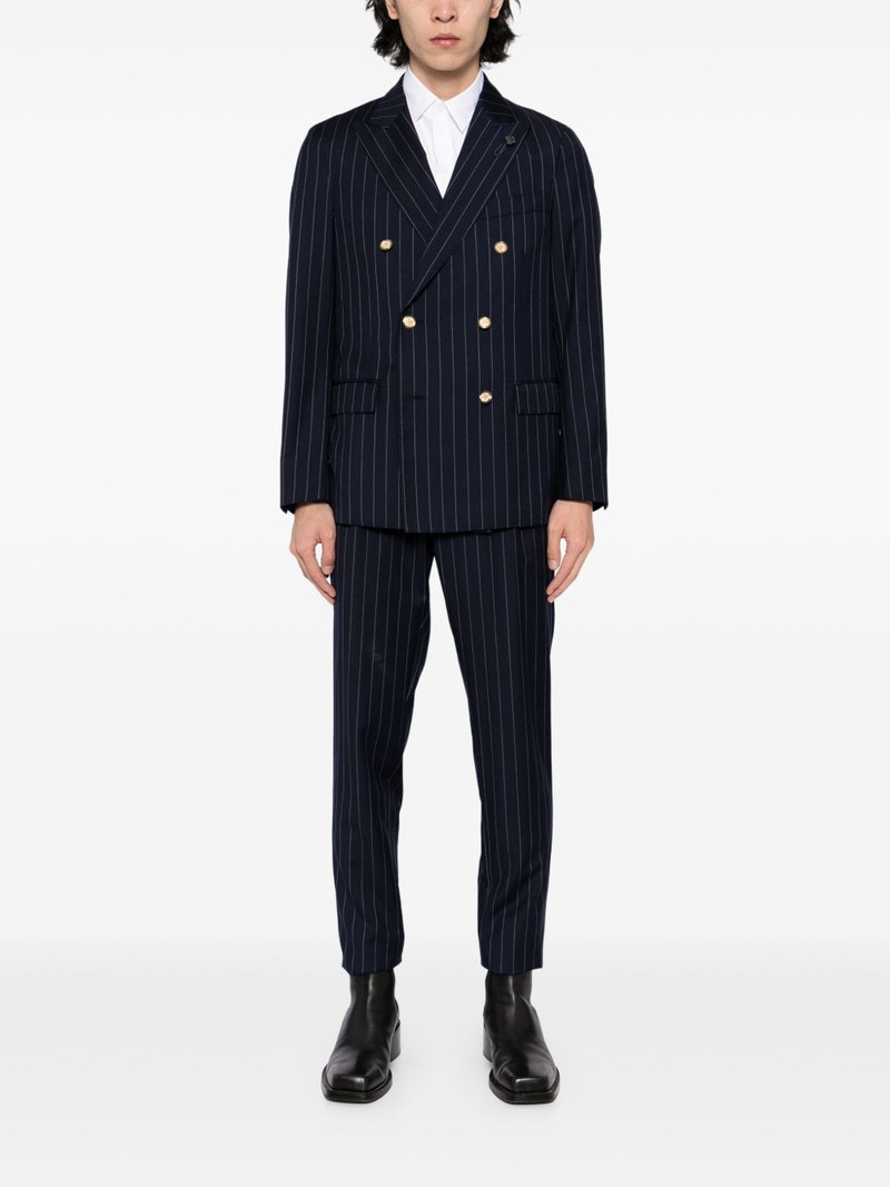 LARDINI brooch-detail double breasted suit outlook