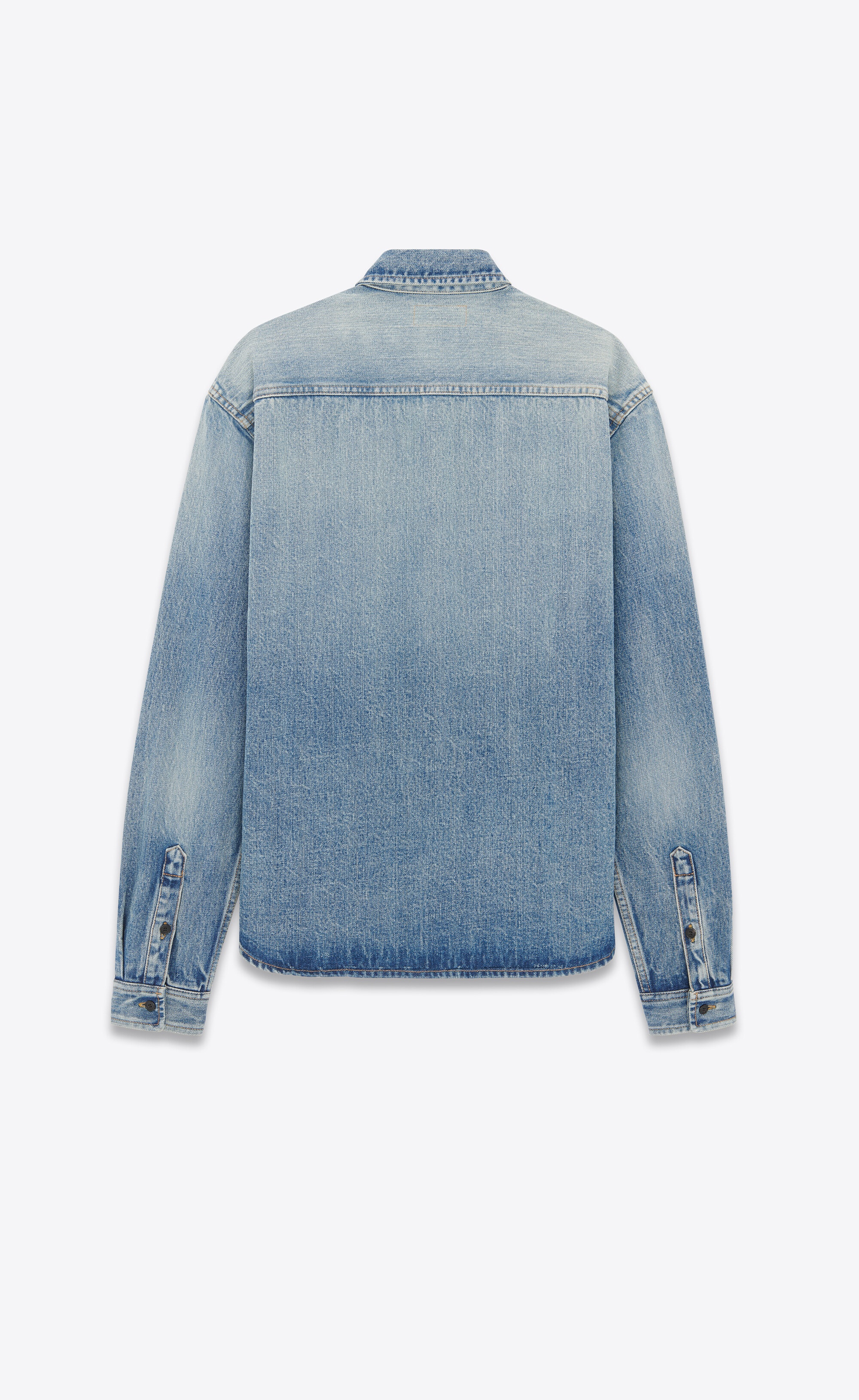 SAINT LAURENT cassandre shirt in beach blue denim | REVERSIBLE