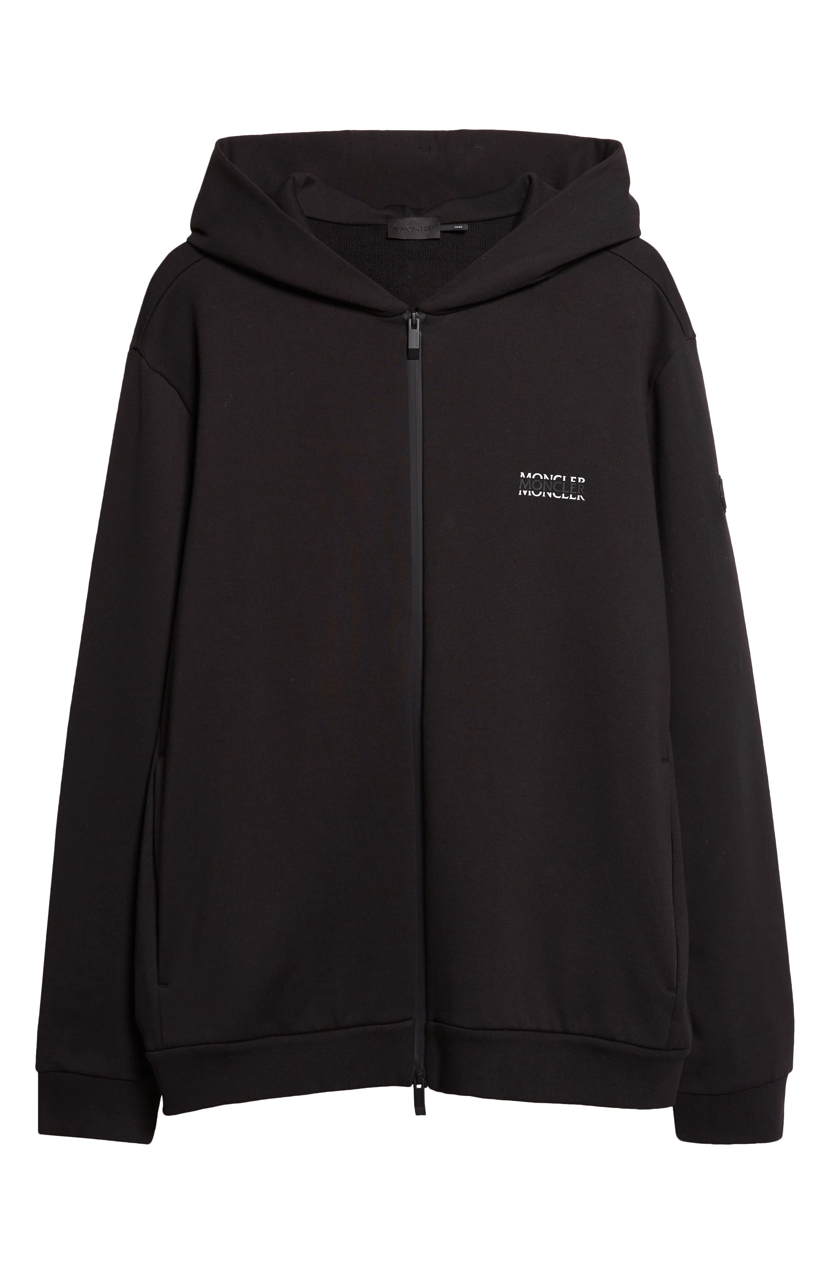 Moncler Cotton Zip Hoodie in Black at Nordstrom - 1