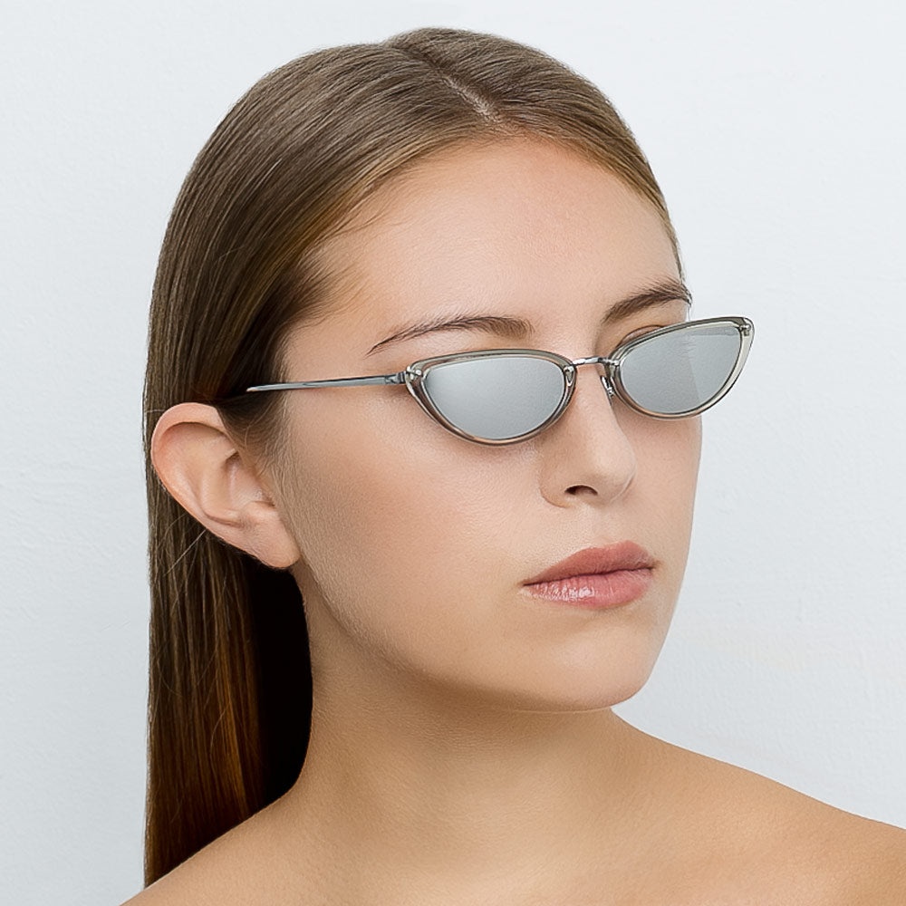 Cortina Cat Eye Sunglasses in White Gold and Platinum - 5