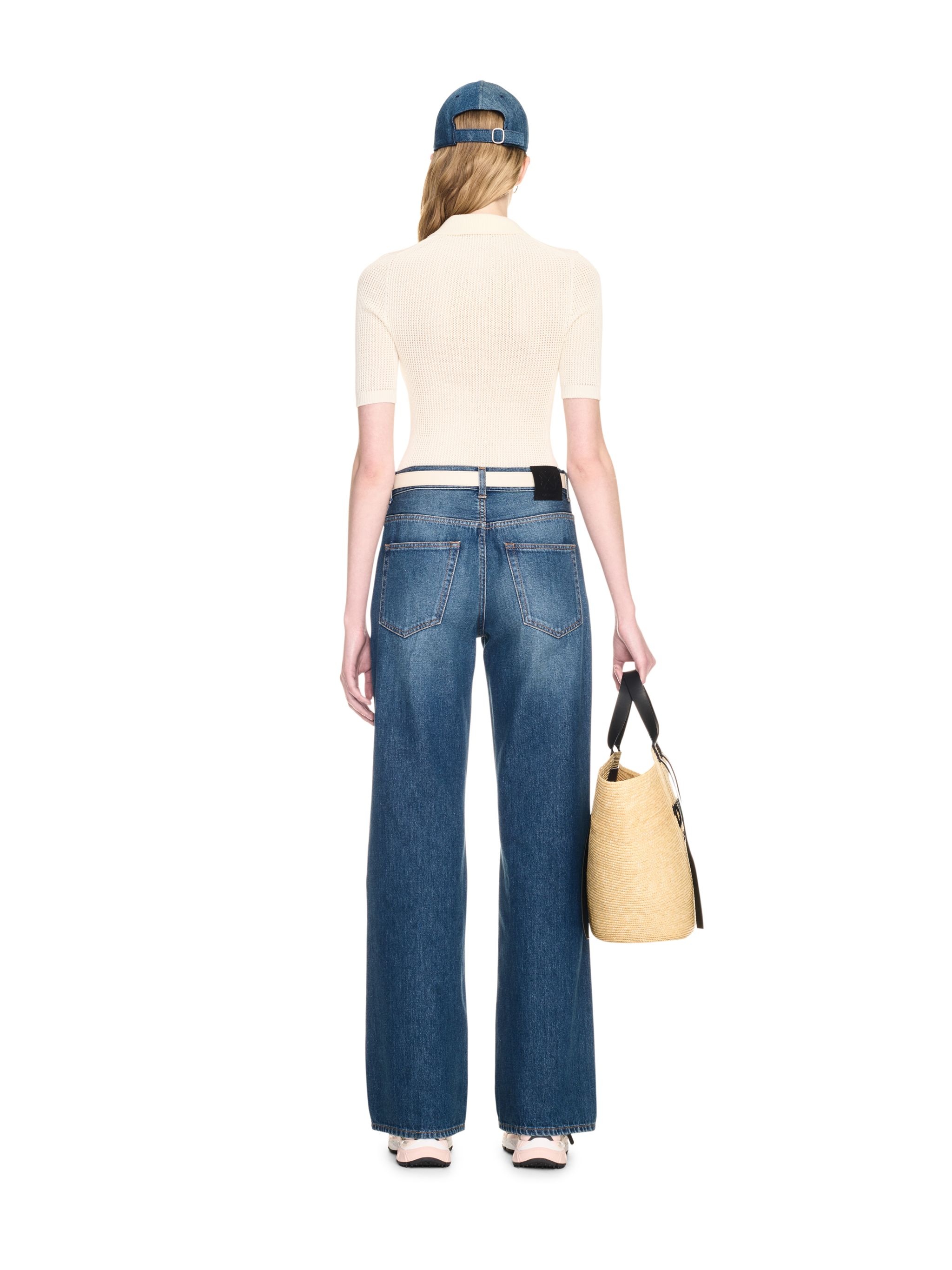 Blue Wide Denim Pants - 4