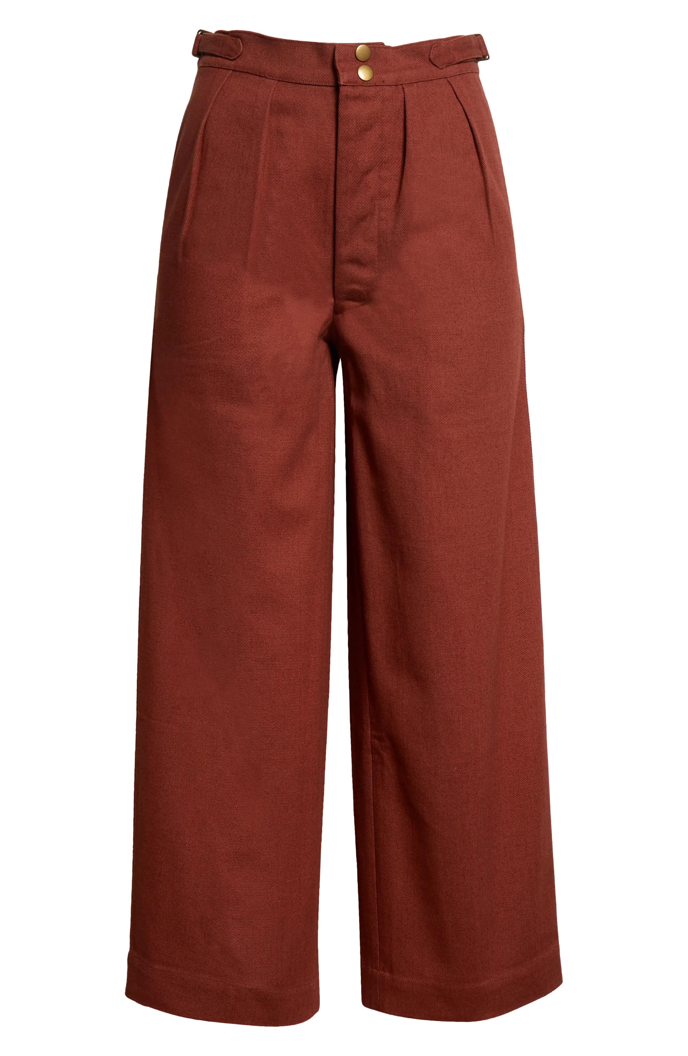 Wide Leg Cotton Twill Pants - 5