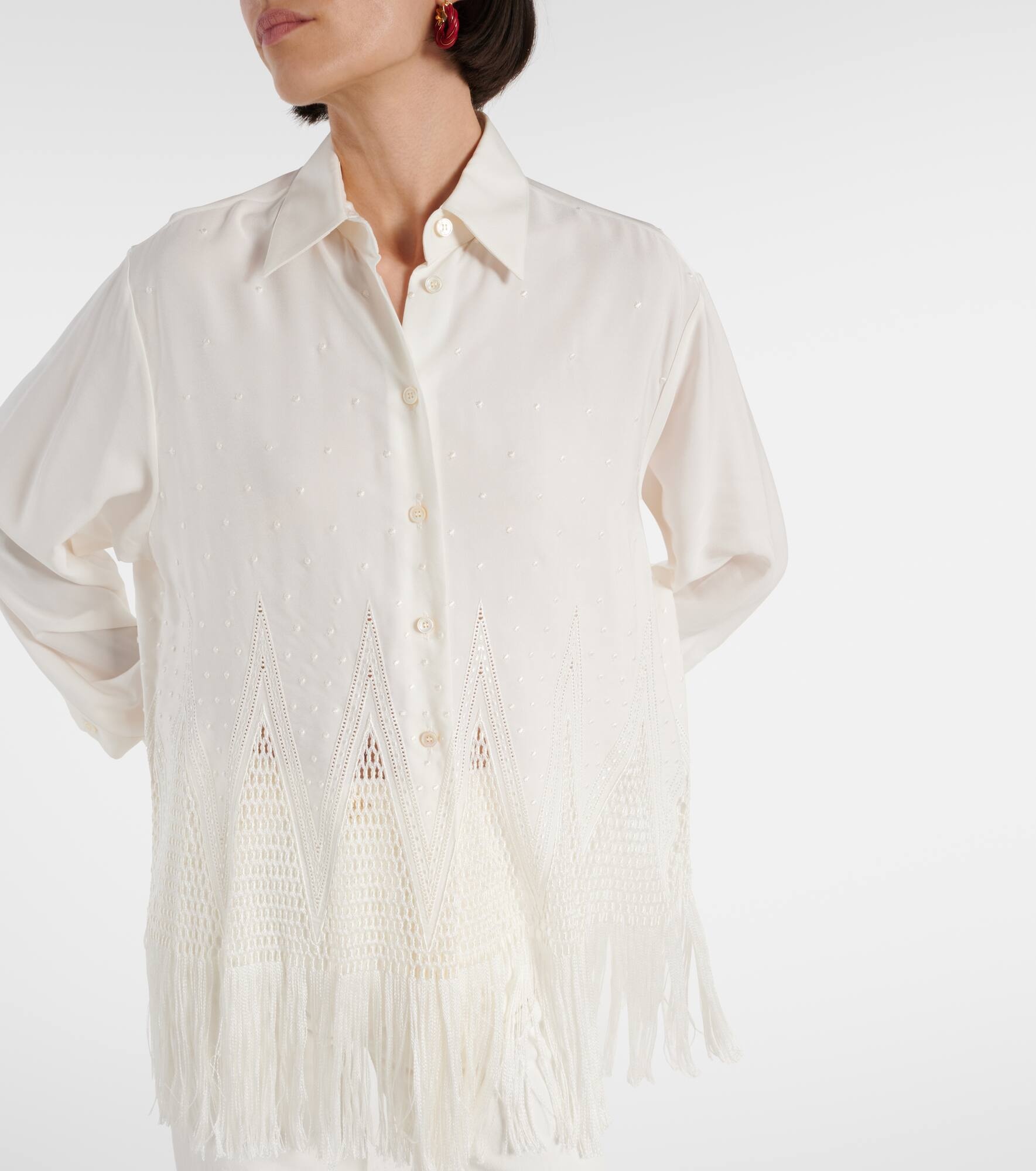 Open-knit fringed shirt - 6