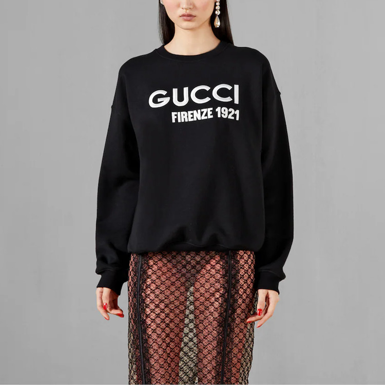 (WMNS) Gucci Cotton Sweatshirt with Embroidery 'Black' 756354-XJF0S-1043 - 3