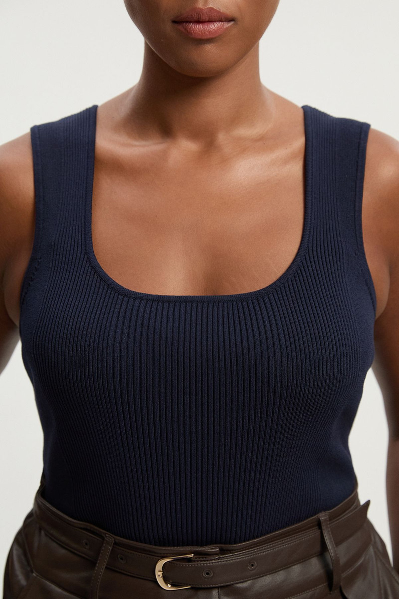 Plus Size Viscose Blend Rib Knit Square Neck Vest 3