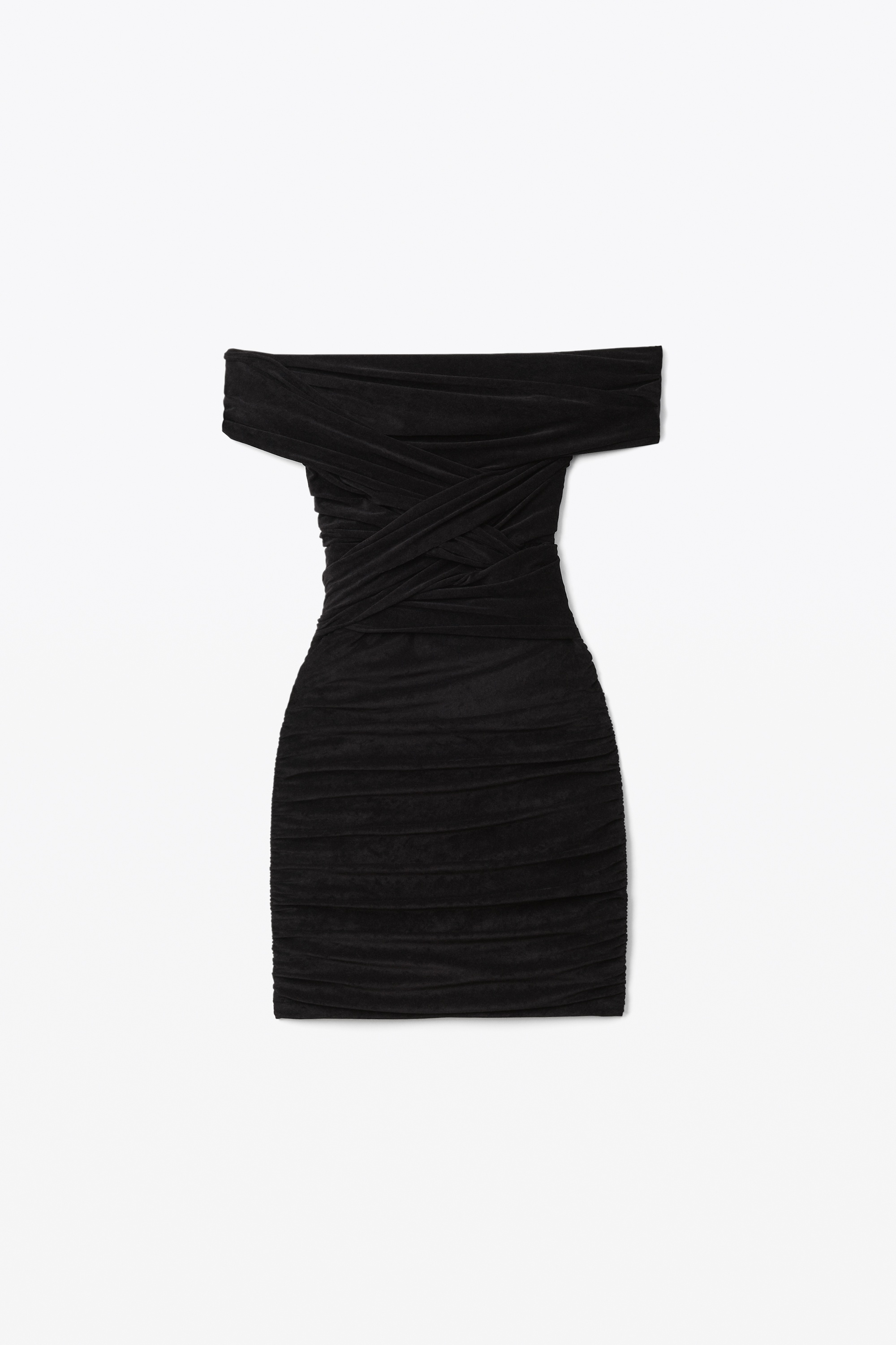 OFF-SHOULDER MINI DRESS IN FAUX SUEDE - 1