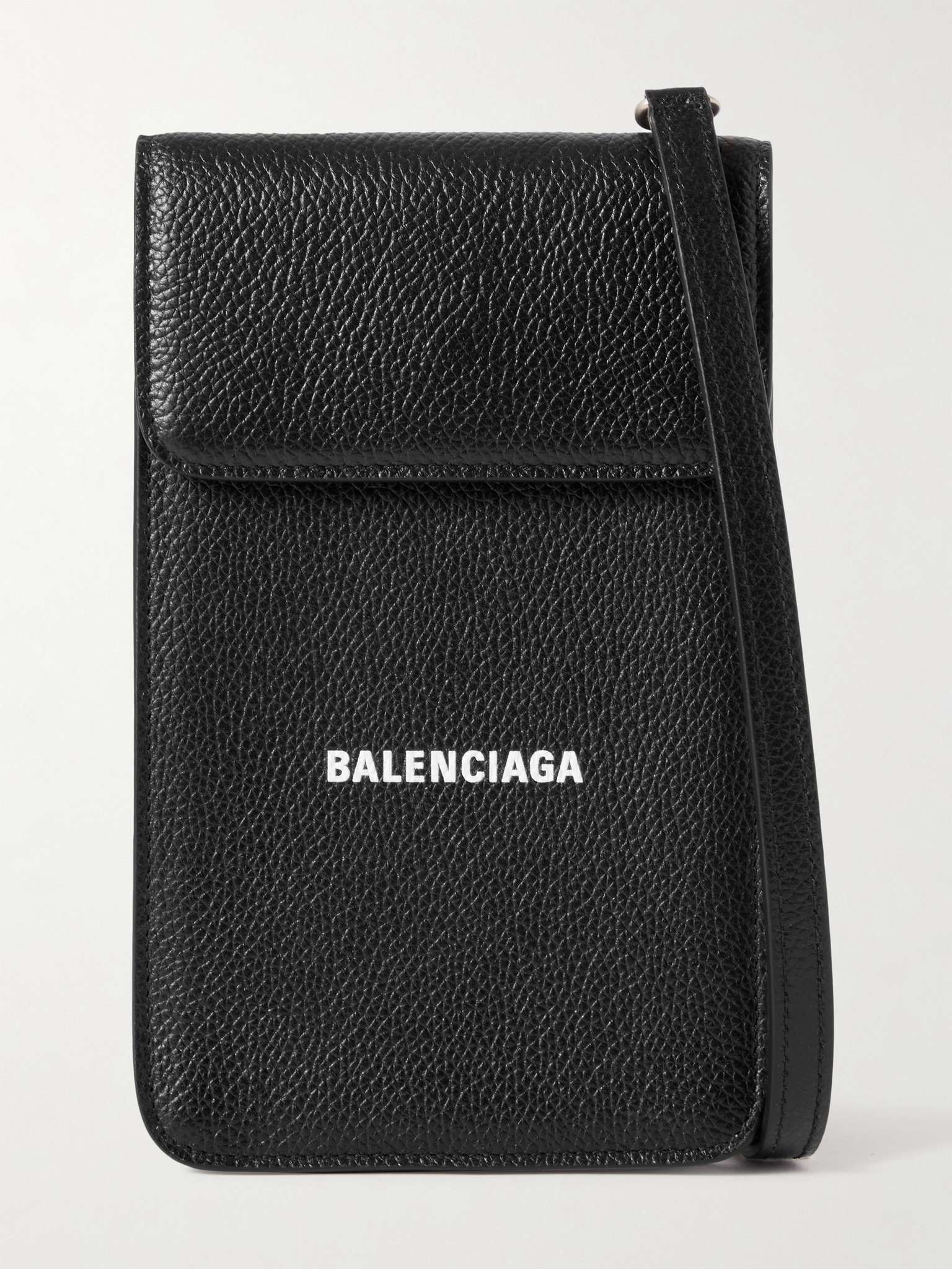 Logo-Print Full-Grain Leather Pouch - 1