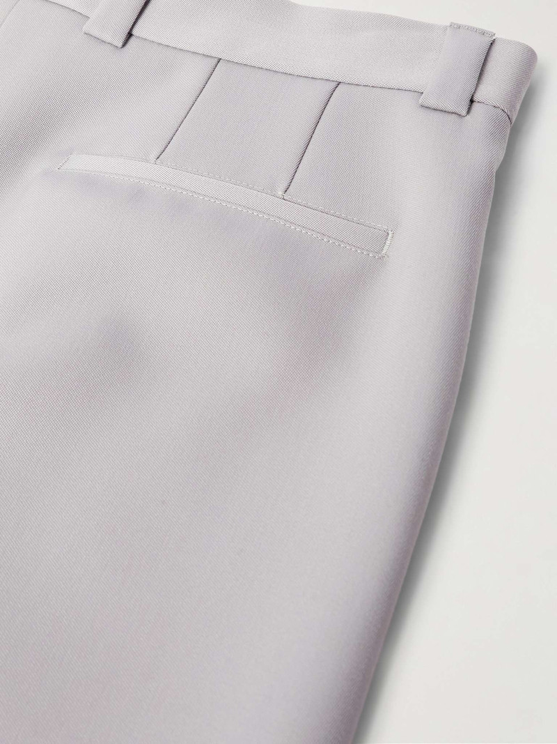 Straight-Leg Pleated Wool Barathea Shorts 5