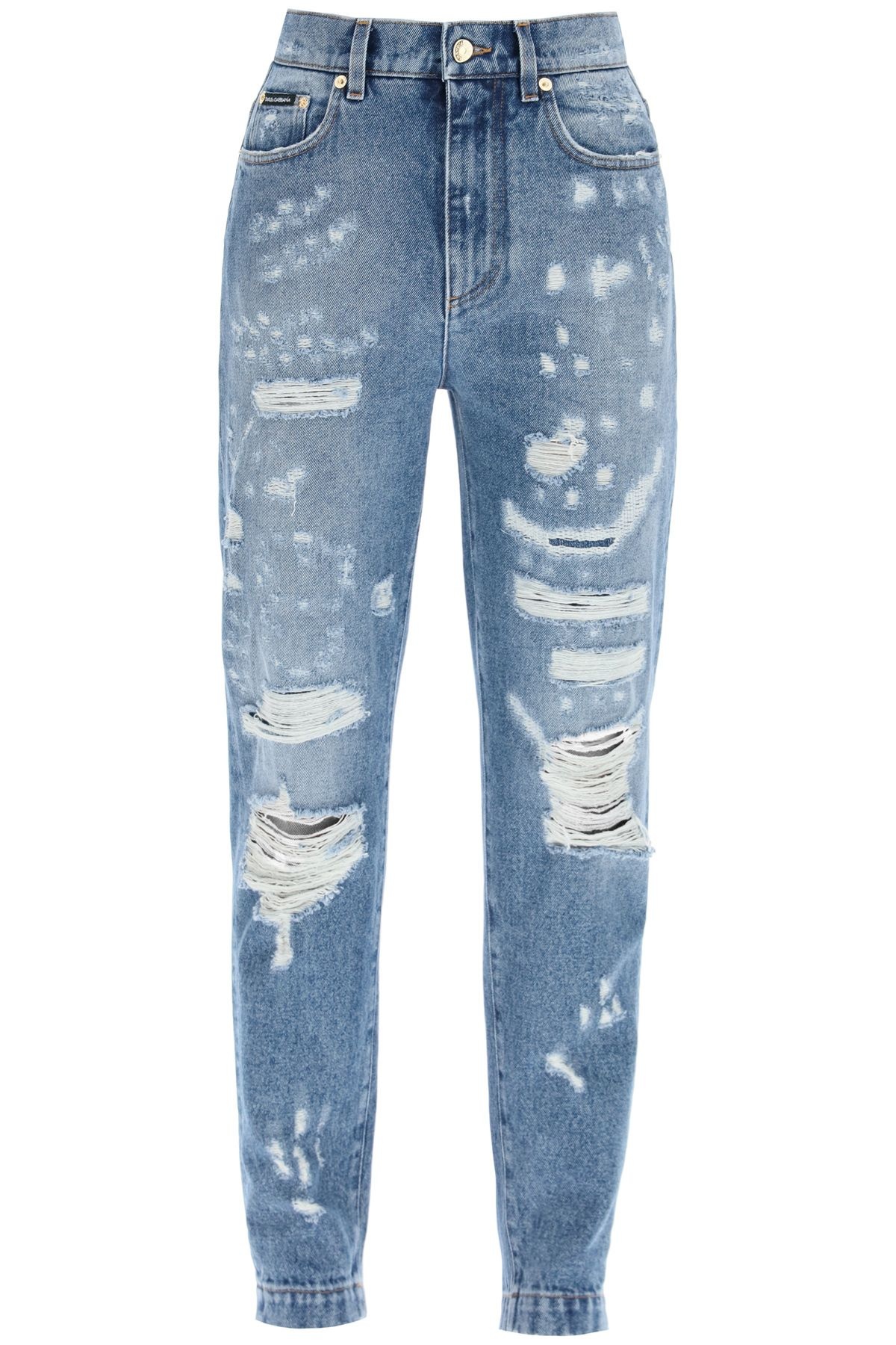 AMBER JEANS IN DESTROYED DENIM - 1