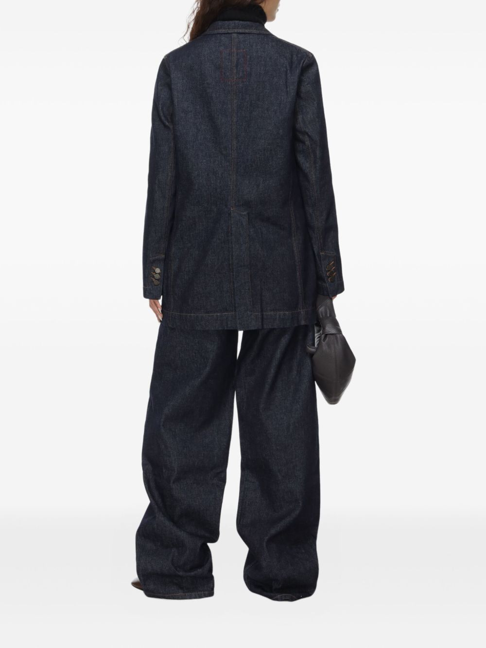 button-fastening denim blazer - 4