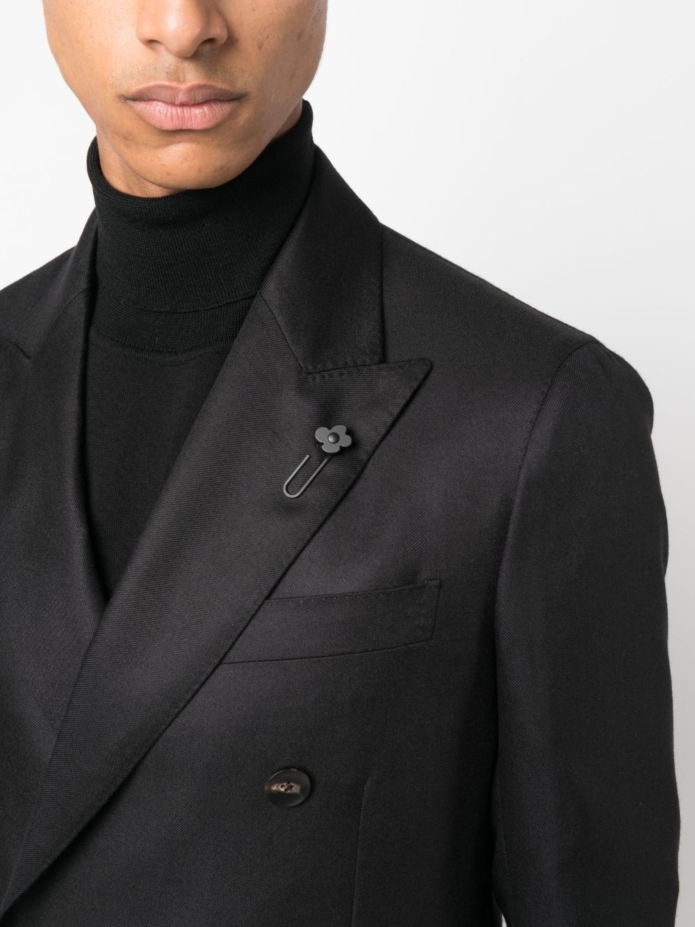 double-breasted satin-finish blazer - 5