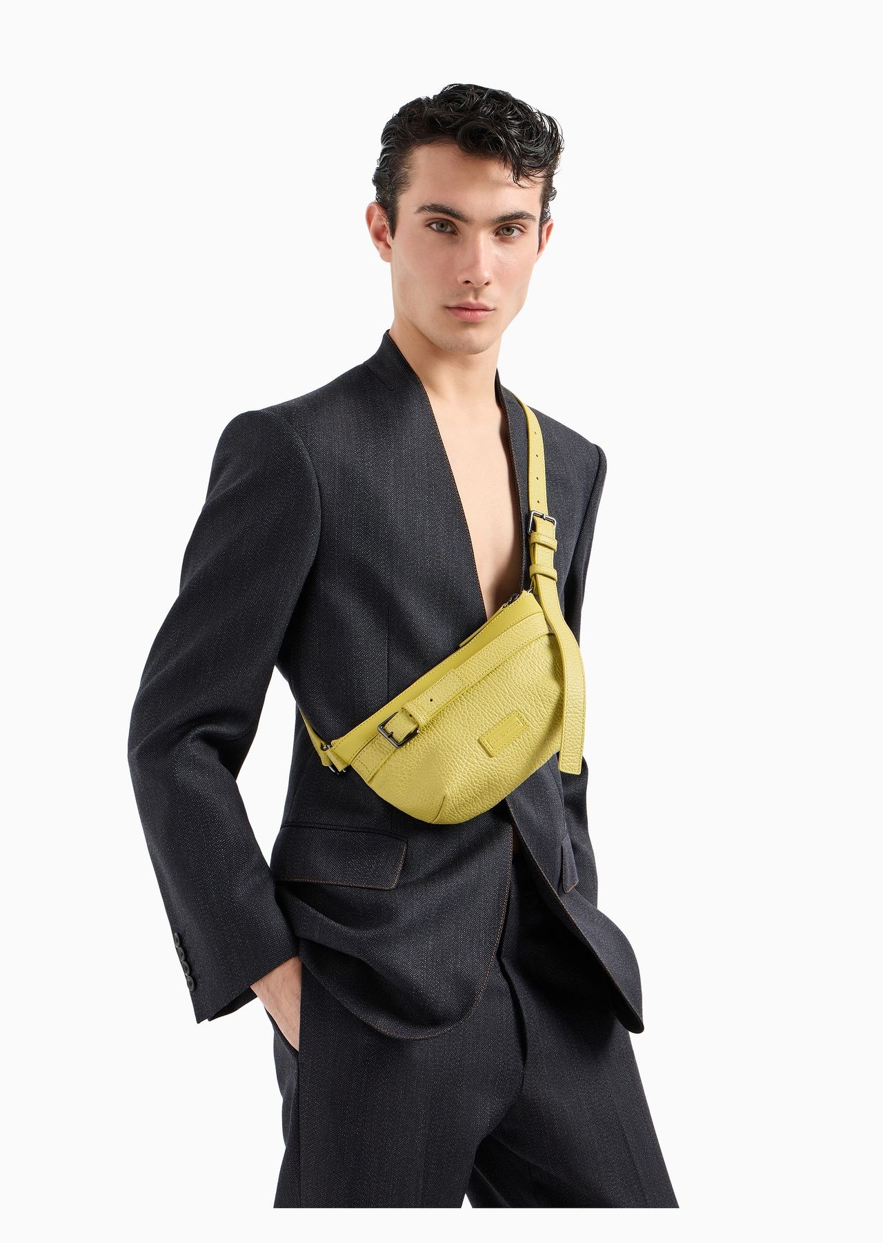 Pebbled-leather belt bag with smooth leather details - 11