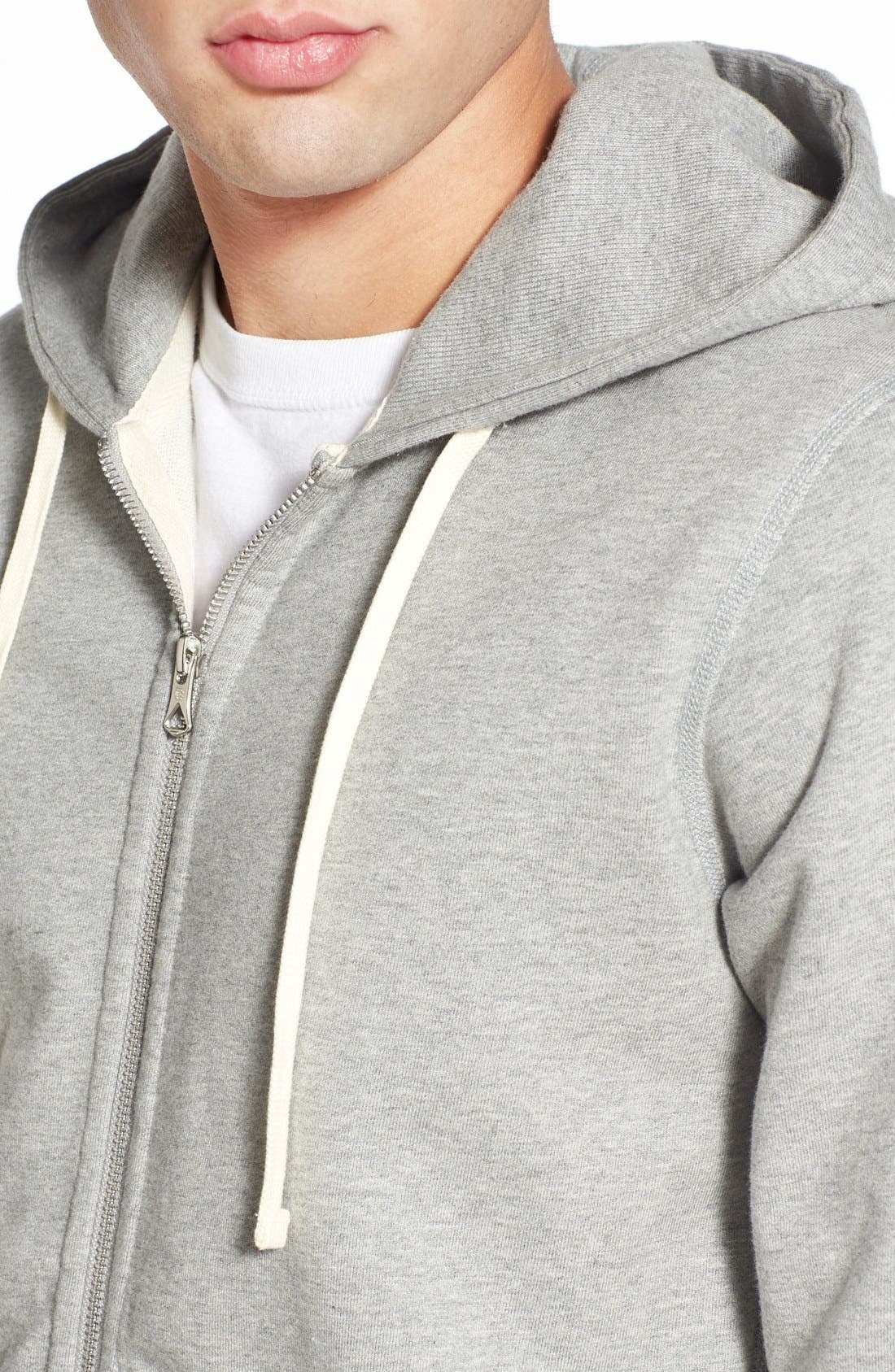 Reigning Champ Midweight Terry Slim Zip Hoodie in Heather Grey at Nordstrom - 7