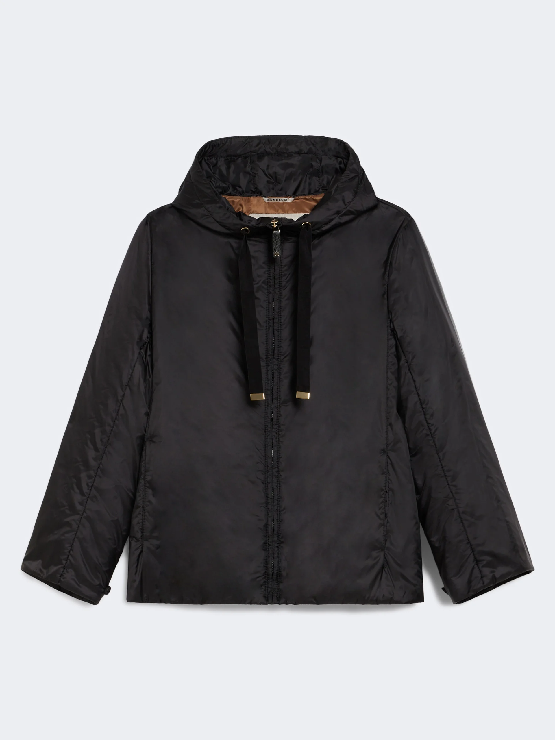 GREENH Padded, hooded jacket in water-repellent canvas - BLACK - 1
