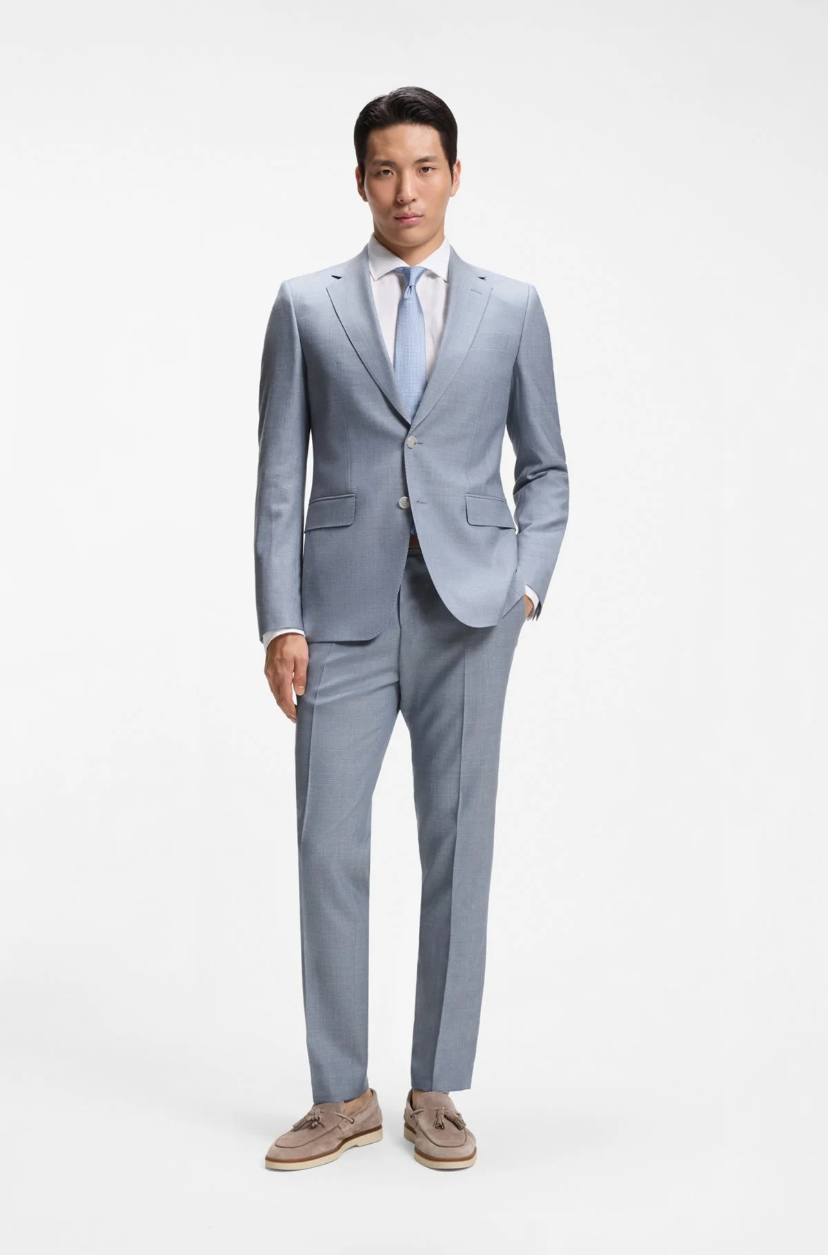TWO-PIECE WOOL-BLEND SLIM-FIT SUIT WITH SILK - 1