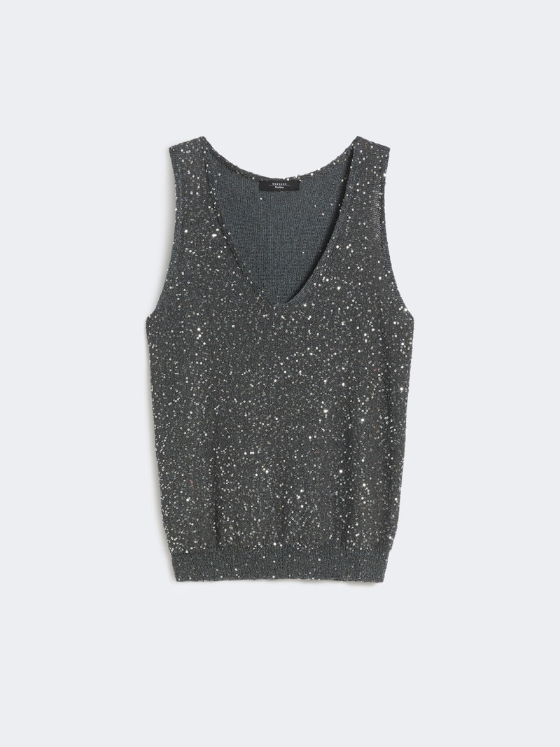 TEMPO Sleeveless jumper with sequins - DARK GREY 1