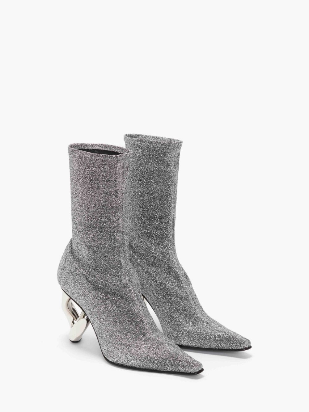 CHAIN HEEL ANKLE SOCK BOOTS - 2