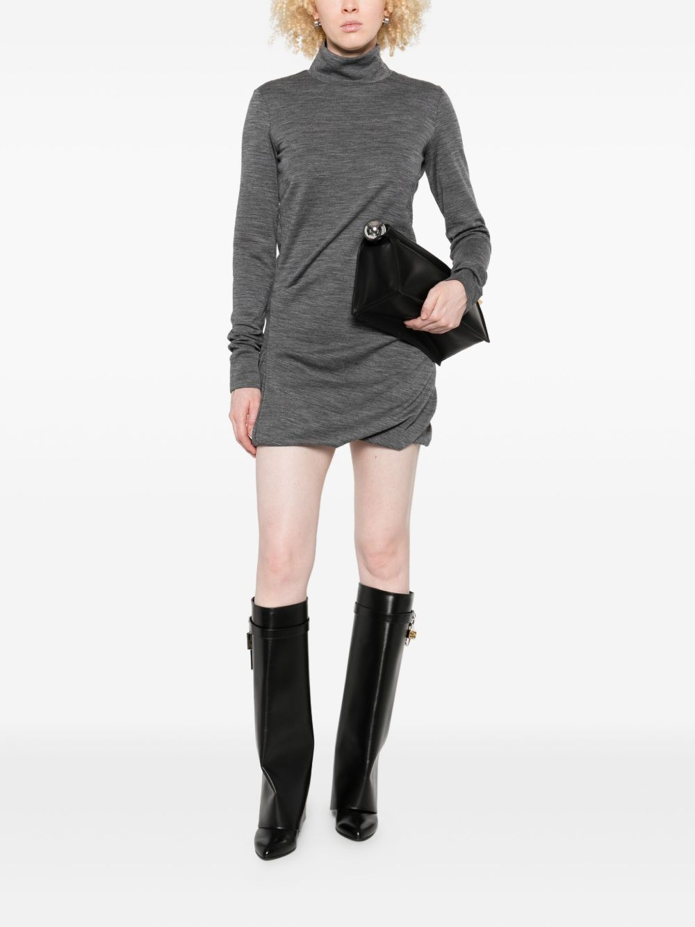 turtleneck gathered dress - 2