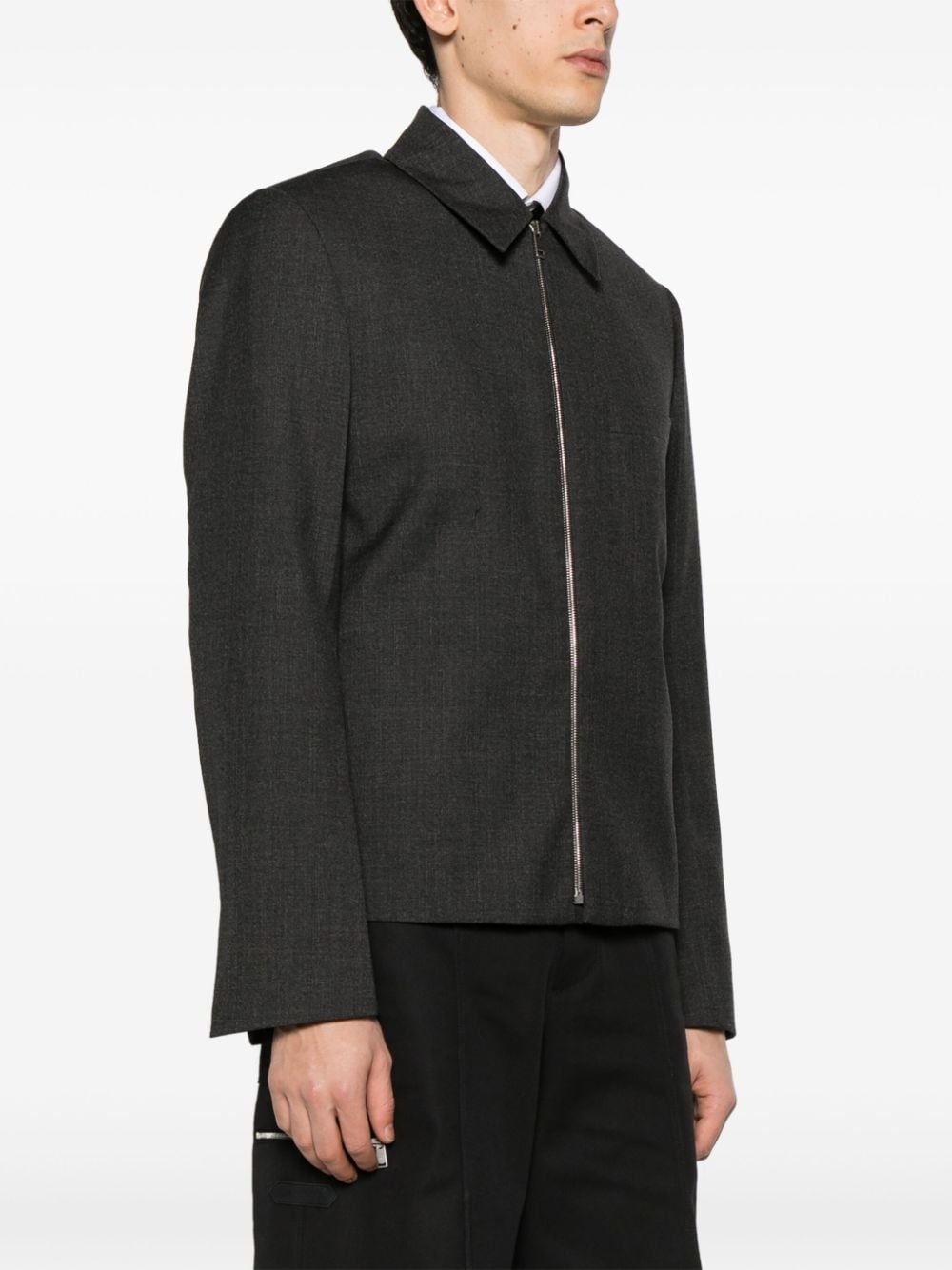 straight-collar wool bomber jacket - 3