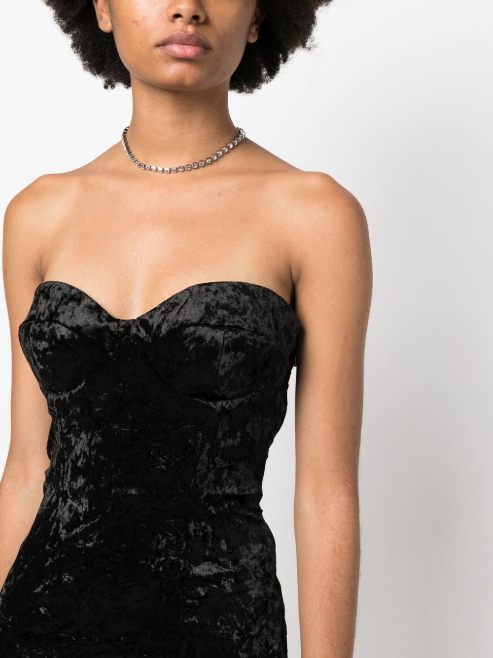 strapless velvet-effect minidress - 5