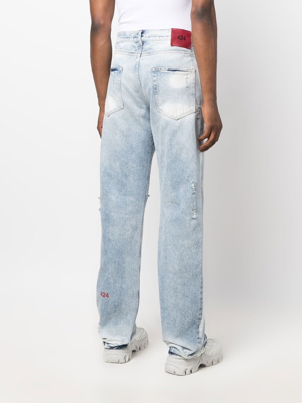 straight-leg stonewashed jeans - 4