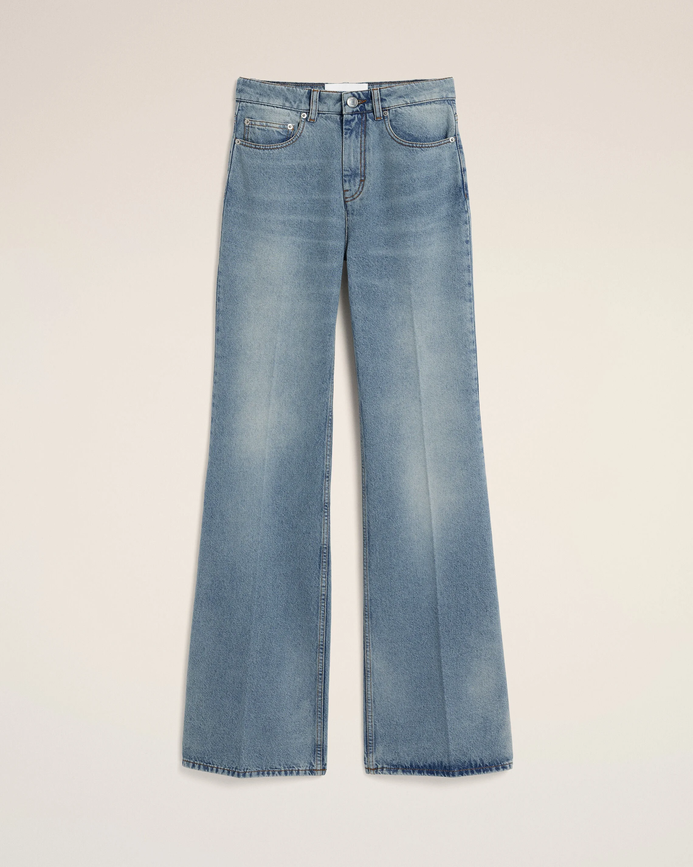 BLUE FLARE-FIT COTTON JEANS - 1