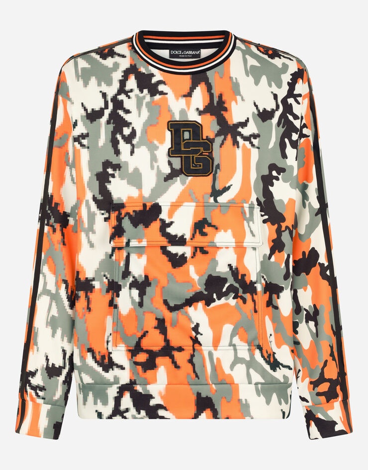 Camouflage-print jersey sweatshirt with DG patch - 3