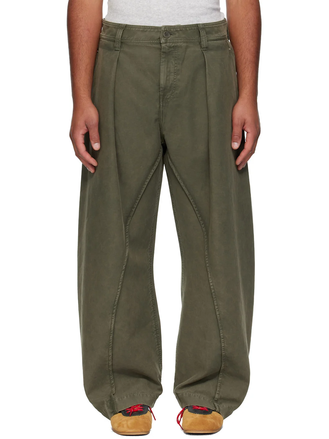 Khaki Twisted Seam Trousers - 1