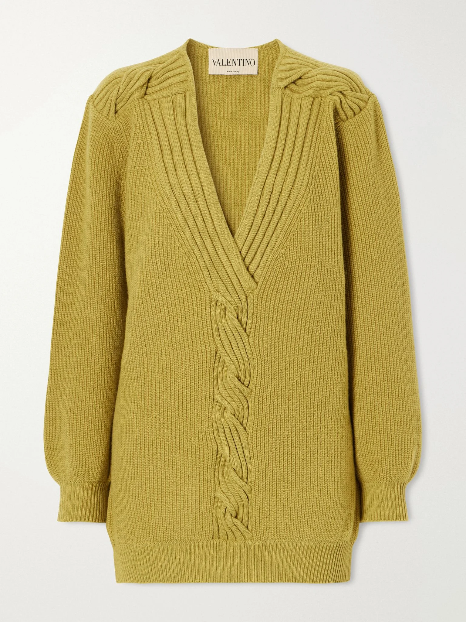 Knotted ribbed wool sweater Mustard - 1