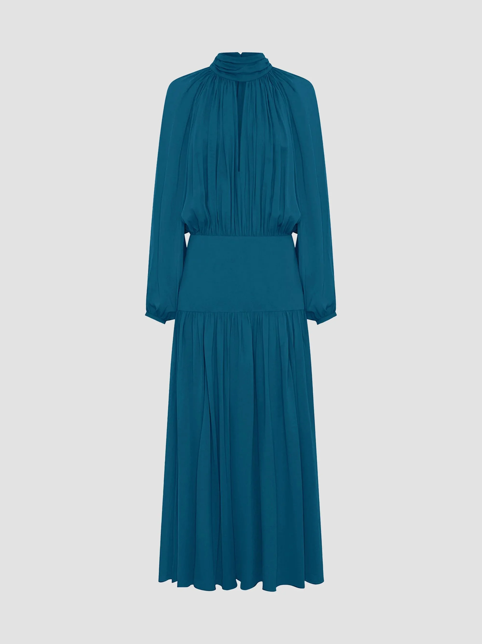 Women's Aneta Gathered Georgette Maxi Dress - Petrol - 1