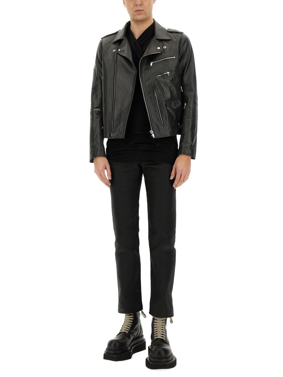 Rick Owens Men Leather Bauhaus Jacket - 2