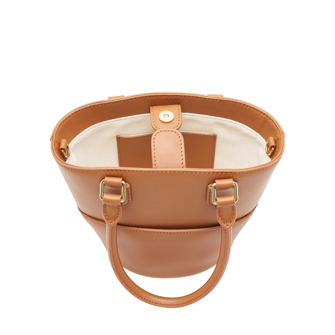 Tan Leather Charm Tote Bag - 6