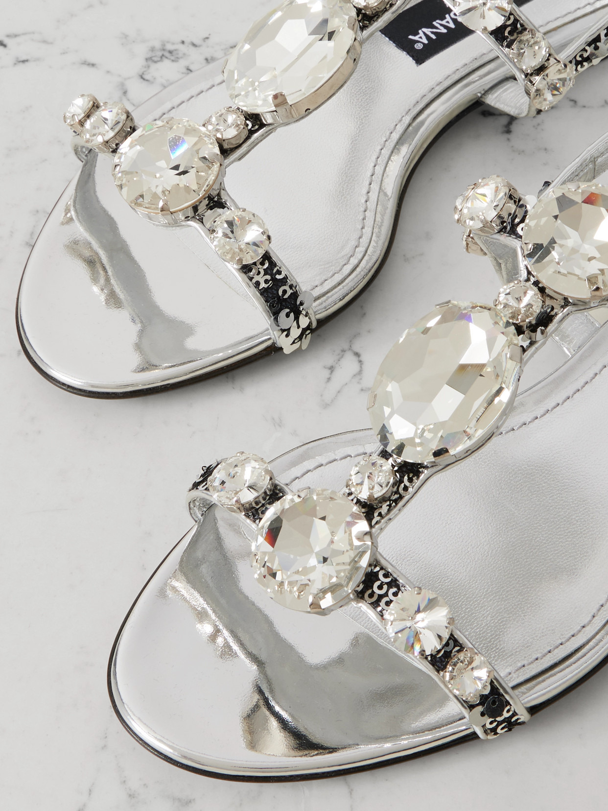 Bianca Embellished Metallic Leather Sandals - 4