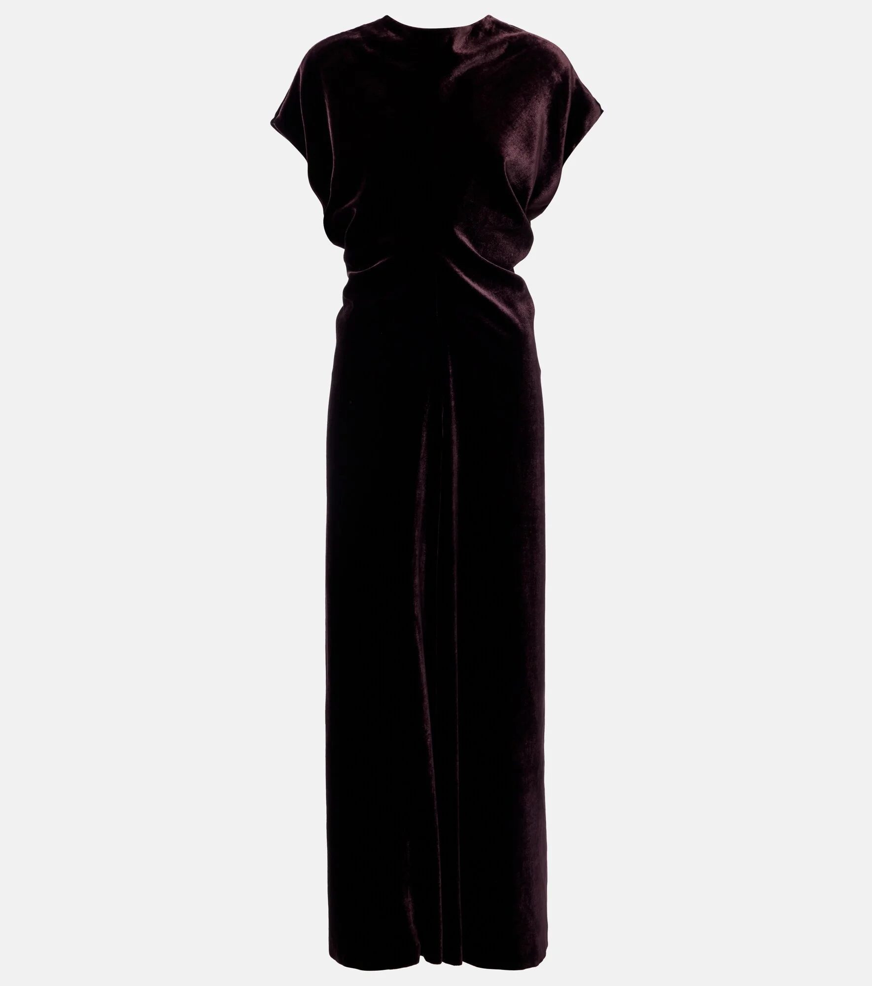 Gathered velvet midi dress - 1