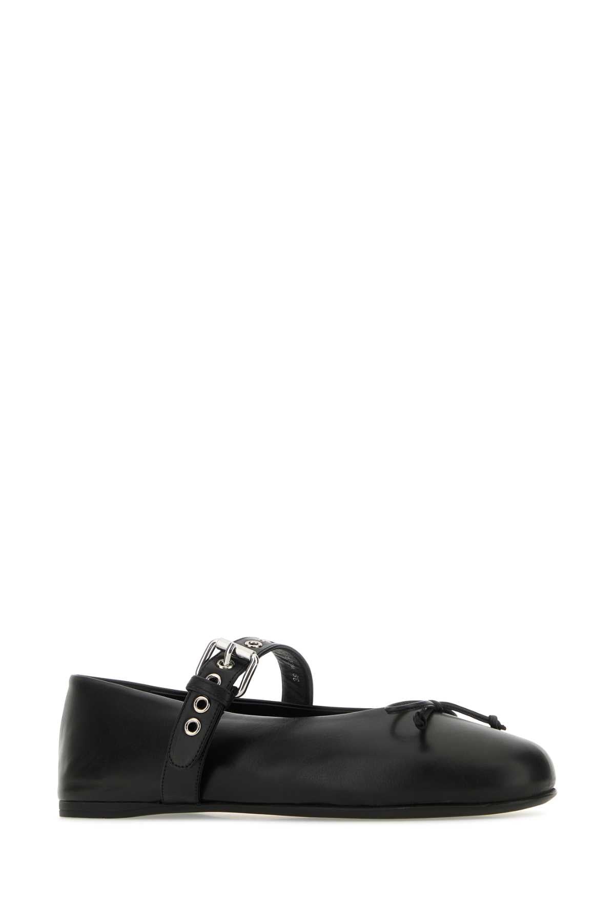 Miu Miu Women Black Leather Ballerinas - 2