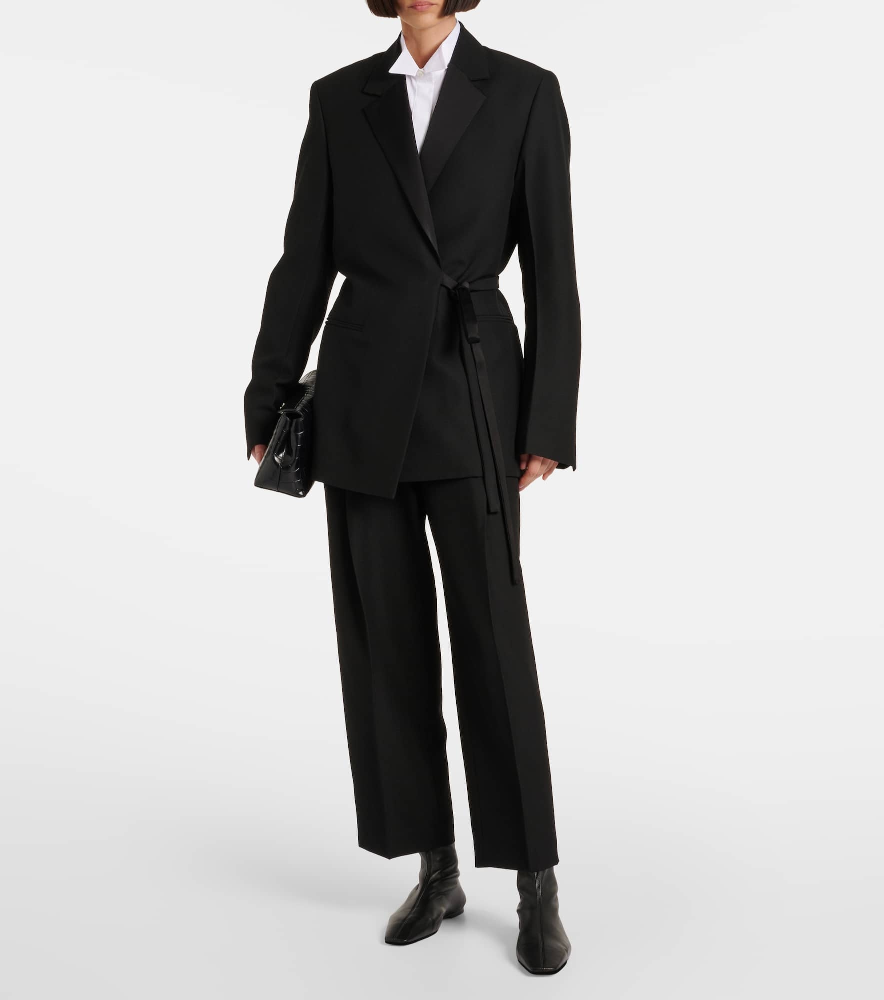 Satin-trimmed wrap blazer - 2