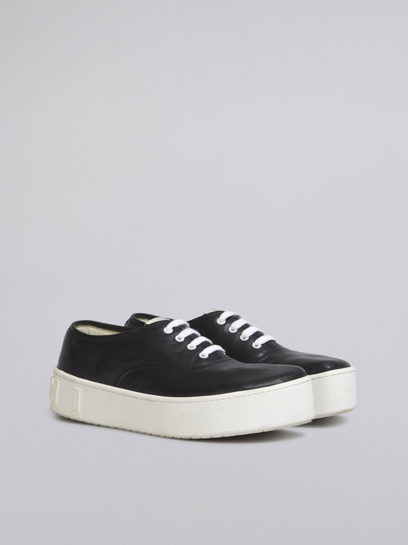 Marni BLACK LEATHER SNEAKER WITH MAXI LOGO outlook