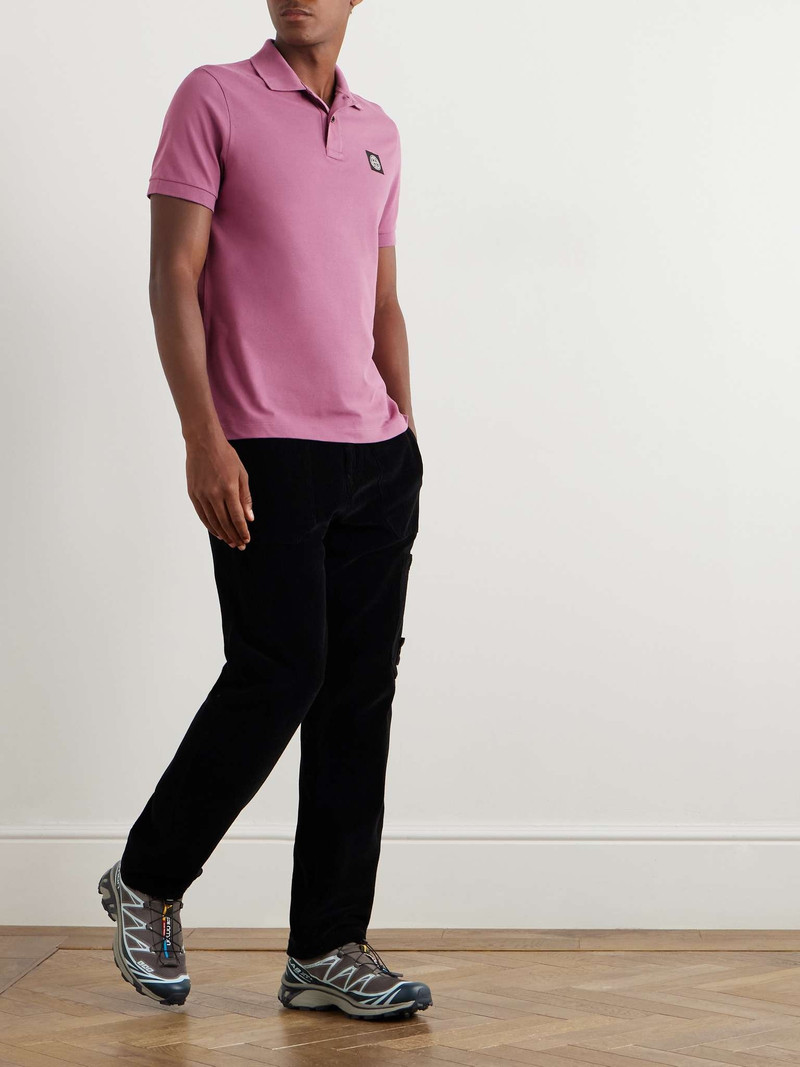 Stone Island Logo-Appliquéd Cotton-Blend Piqué Polo Shirt outlook