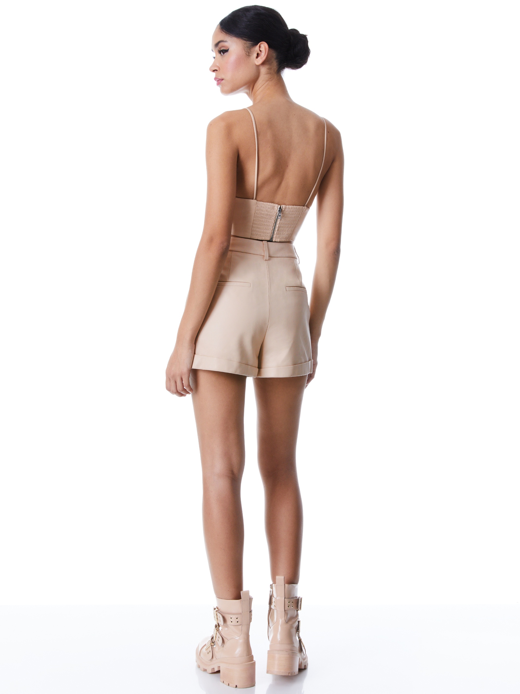 CONRY LEATHER PLEATED CUFF SHORTS - 3