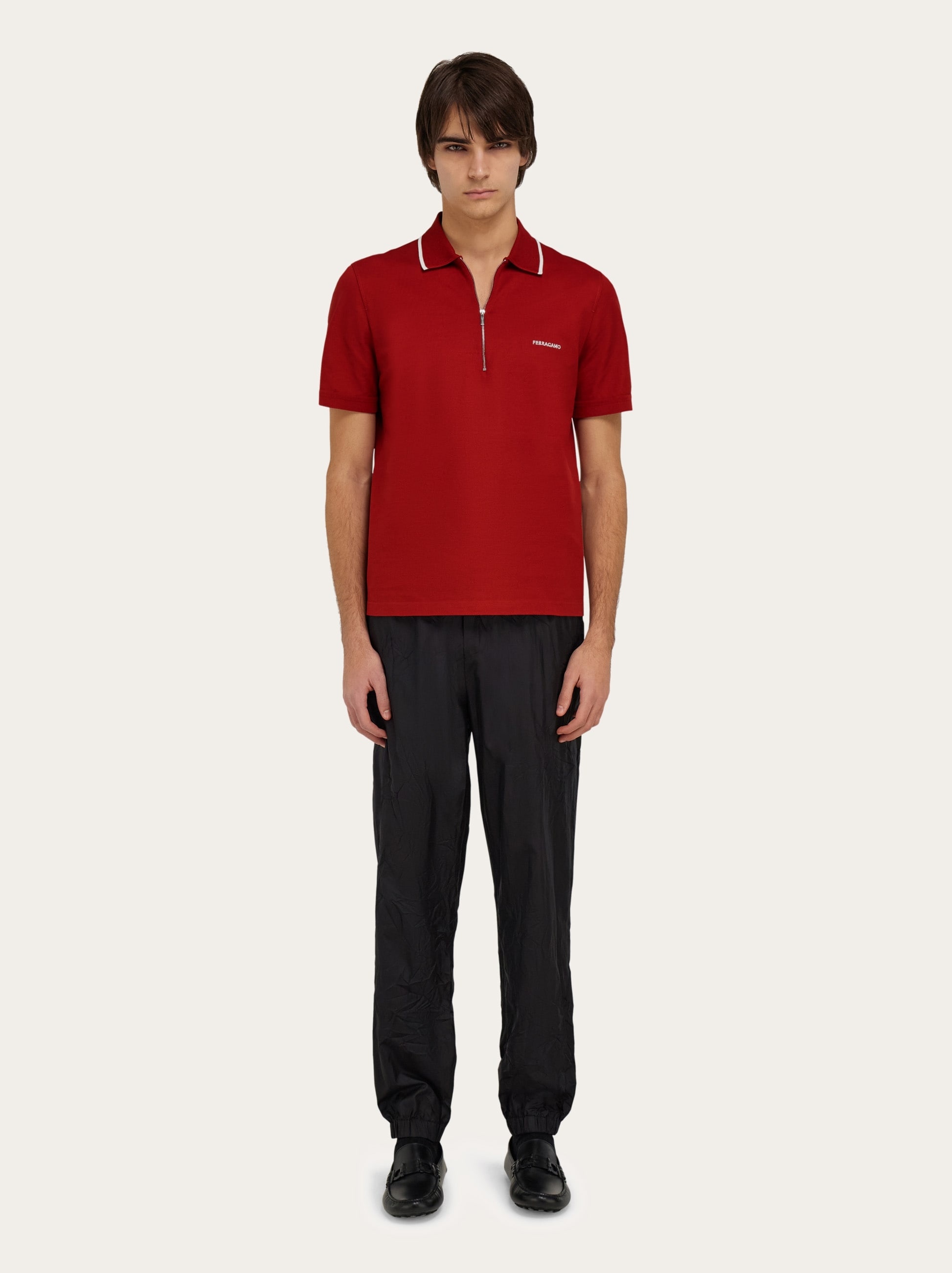 Cotton polo shirt with zip closure - 5