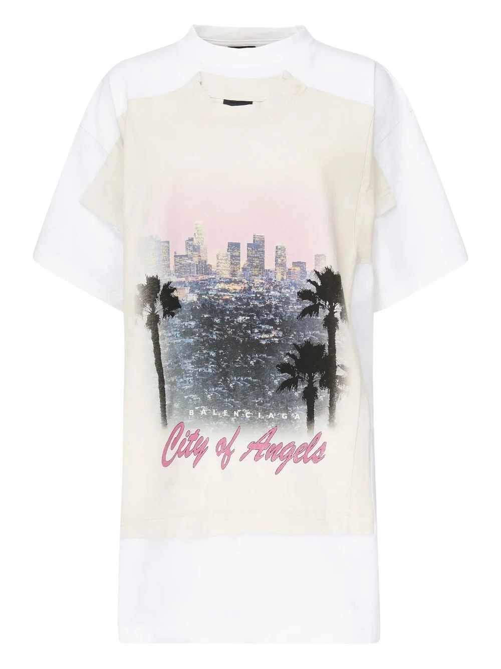 city-print panelled t-shirt - 1