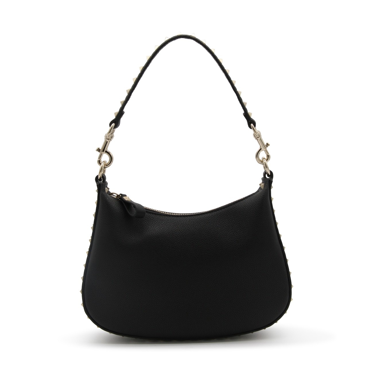 black leather hobo rockstud small shoulder bag - 1