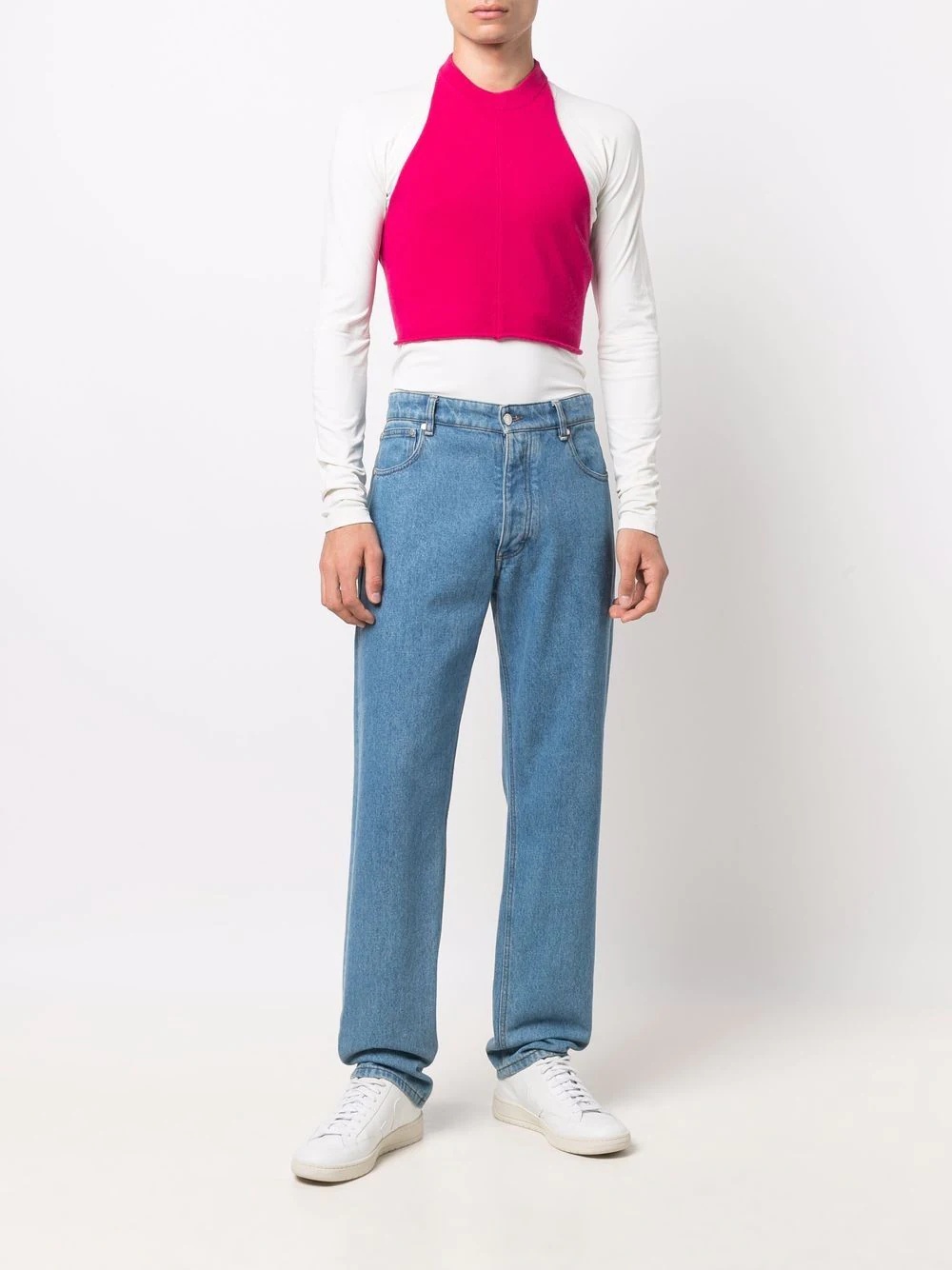 cropped halterneck knitted top - 2