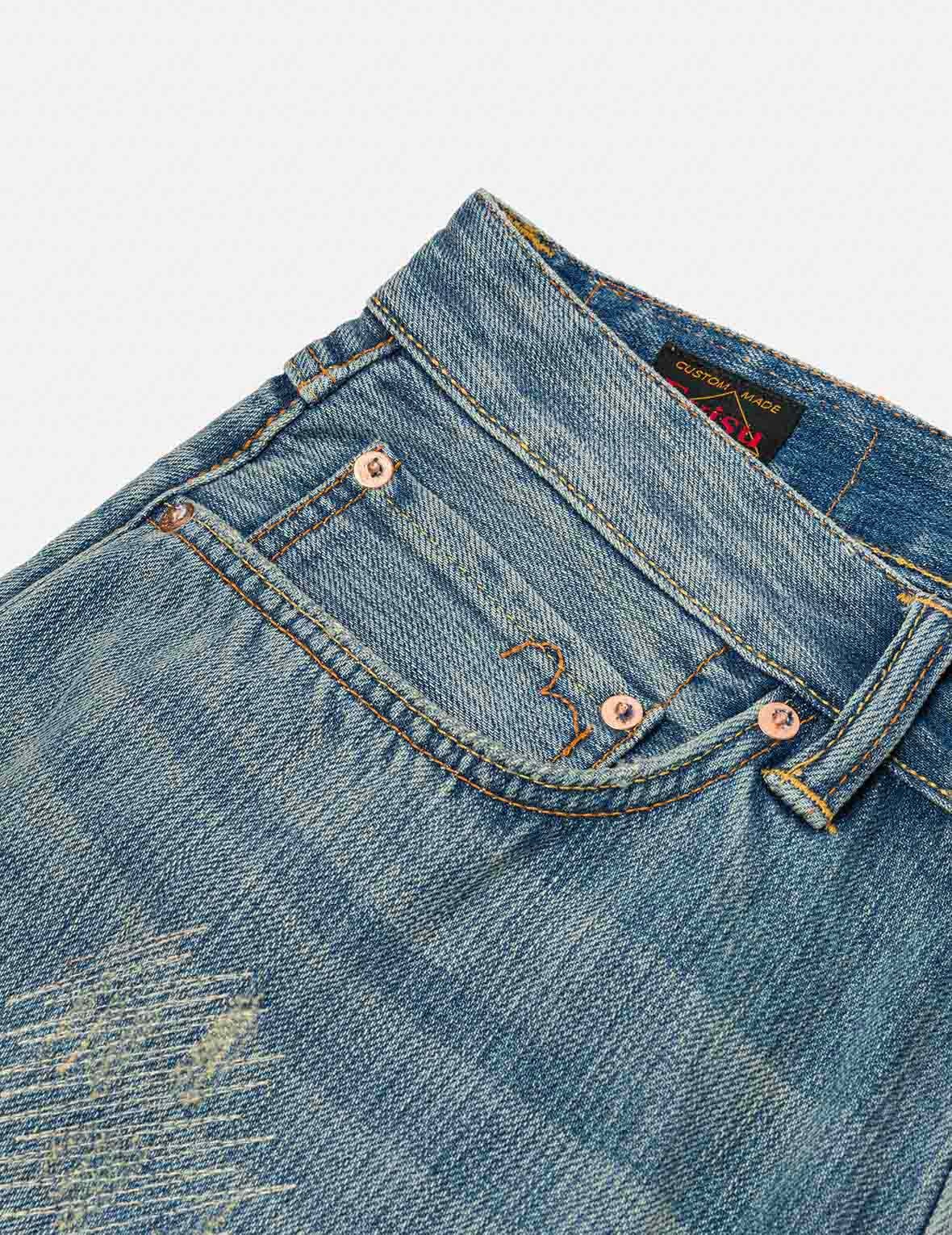 Seagull Print Regular Fit Denim Shorts - 9