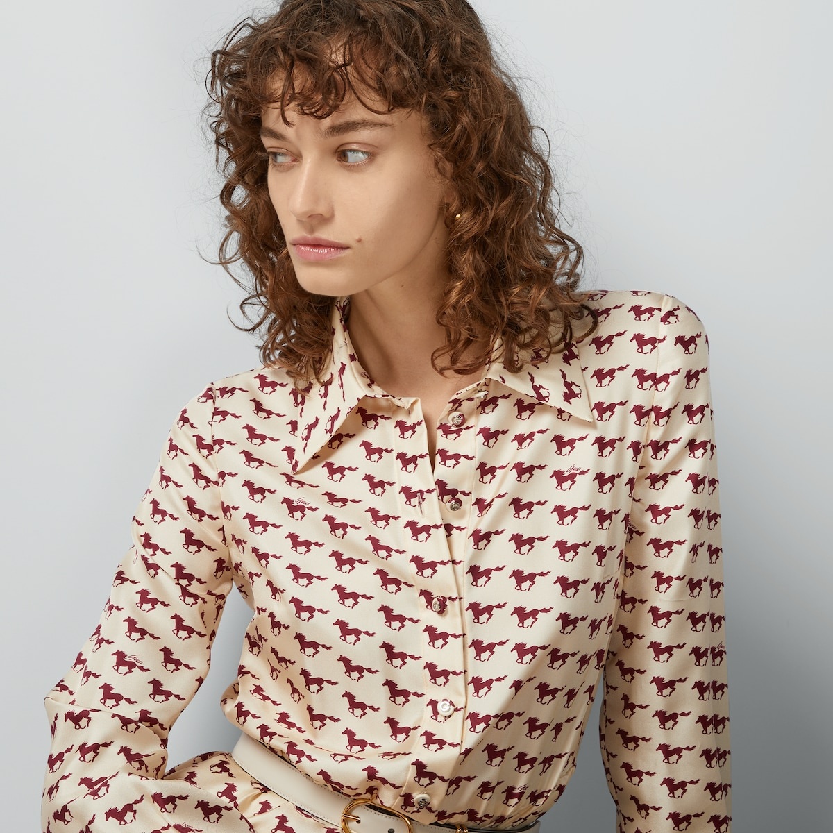 Diagonal horses print silk dress - 3