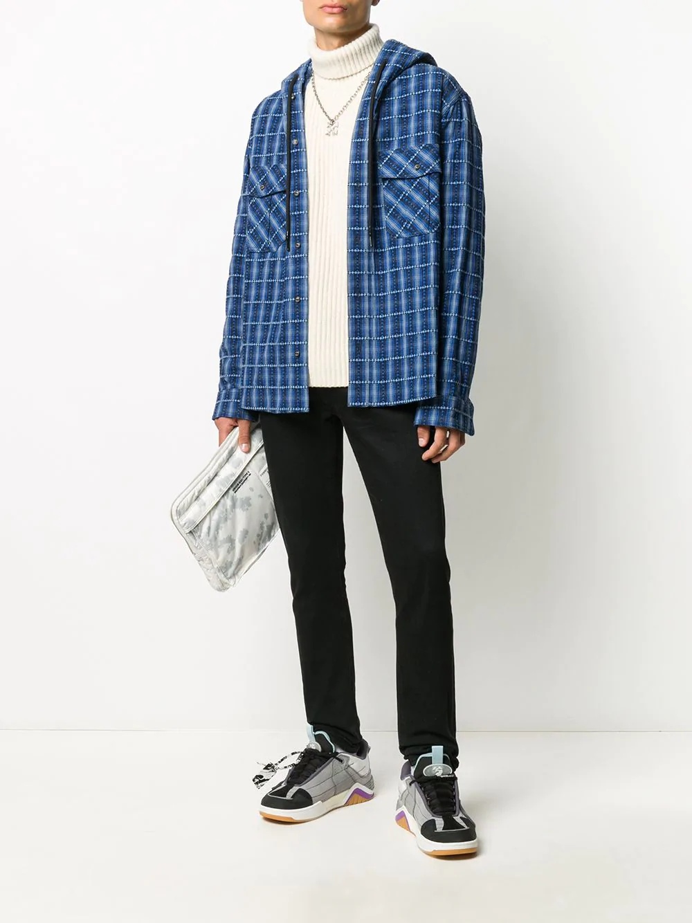 plaid hooded shirt - 2