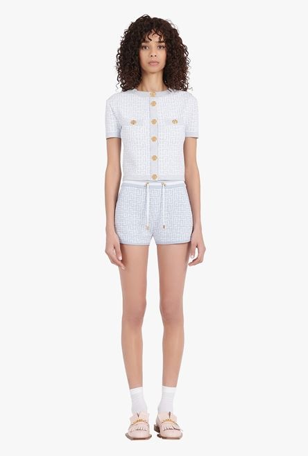 Bicolor knit shorts with Balmain monogram - 4